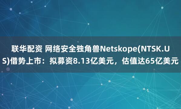 联华配资 网络安全独角兽Netskope(NTSK.US)借势上市：拟募资8.13亿美元，估值达65亿美元