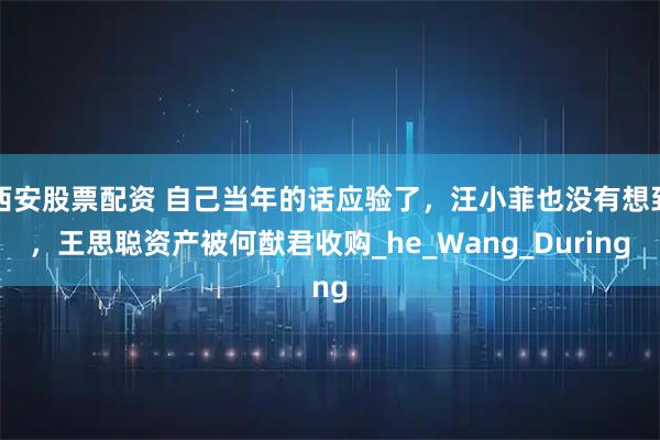 西安股票配资 自己当年的话应验了，汪小菲也没有想到，王思聪资产被何猷君收购_he_Wang_During